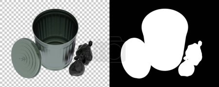 Photo for Garbage bin 3d illustration on checkered and black - Royalty Free Image