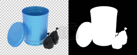 Photo for Garbage bin 3d illustration on checkered and black - Royalty Free Image