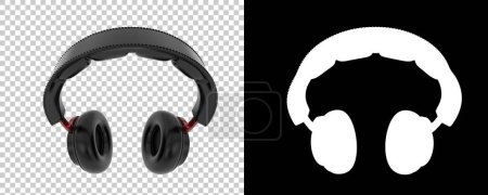 Photo for 3D illustration of Headphones on checkered and black - Royalty Free Image