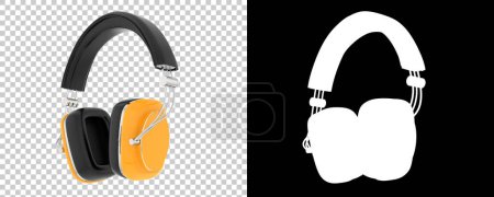 Photo for 3D illustration of Headphones on checkered and black - Royalty Free Image
