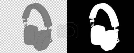 Téléchargez les photos : Illustration 3D des écouteurs sur damier et noir - en image libre de droit