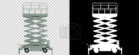 Foto de Plataforma elevadora de tijera aislada sobre fondo. representación 3d - ilustración - Imagen libre de derechos