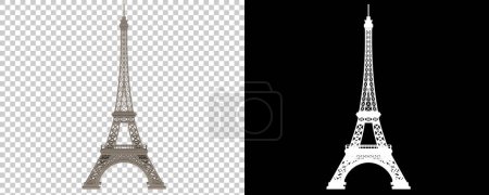 Photo for Eiffel tower isolated on background. 3d rendering - illustration - Royalty Free Image