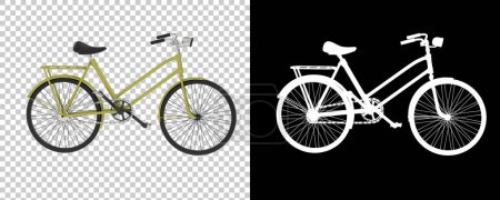 Photo for Old bicycle isolated on white background. 3d rendering, illustration - Royalty Free Image