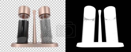 Photo for 3d illustration of salt grinders bottles isolated. copy space background - Royalty Free Image