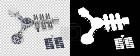 Téléchargez les photos : Camp spatial en arrière-plan. rendu 3d - illustration - en image libre de droit