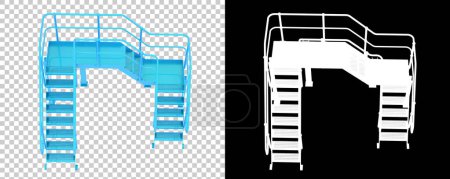 Téléchargez les photos : Plate-forme industrielle avec escaliers isolés sur fond. rendu 3d - illustration - en image libre de droit