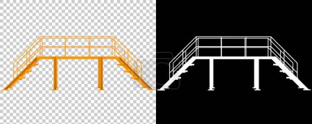 Foto de Plataforma industrial con escaleras aisladas sobre fondo. representación 3d - ilustración - Imagen libre de derechos