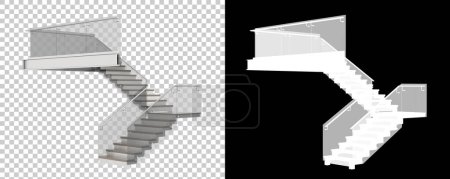 Téléchargez les photos : Escaliers isolés sur fond, illustration en 3D - en image libre de droit
