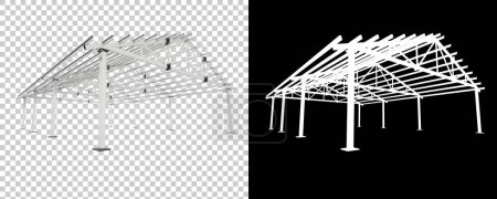 Téléchargez les photos : Structure de l'entrepôt isolée sur fond. rendu 3d - illustration - en image libre de droit