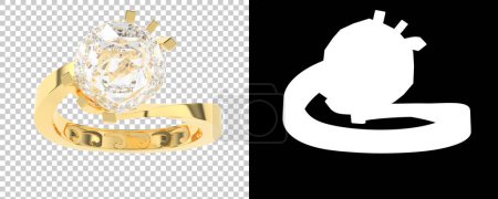 Téléchargez les photos : Modèles 3D de bagues, bague en or jaune avec diamant - en image libre de droit