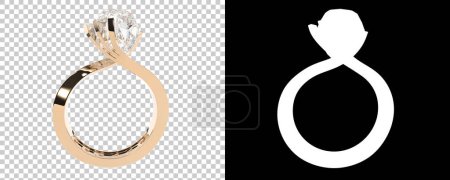Photo for 3d models of rings, pink gold ring with diamond - Royalty Free Image