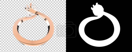 Photo for 3d models of rings, pink gold ring with diamond - Royalty Free Image