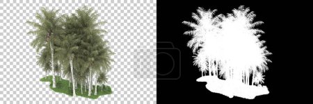 Téléchargez les photos : Forêt tropicale sur fond avec masque. rendu 3d - illustration - en image libre de droit