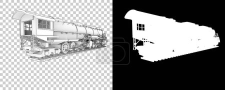 Photo for Locomotive, transport on transparent and black background - Royalty Free Image