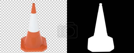 Photo for Traffic cone isolated on background with mask. 3d rendering - illustration - Royalty Free Image