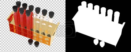 Photo for Test tubes rack isolated on grey background. 3d rendering - illustration - Royalty Free Image