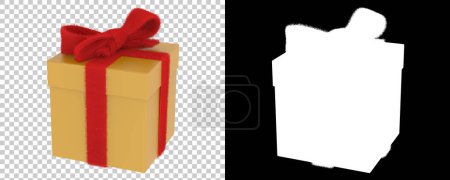 Photo for Festive gift box on transparent and black background - Royalty Free Image