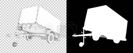 Photo for Car trailer isolated on white background. 3d rendering - illustration - Royalty Free Image