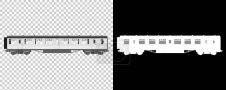Foto de Carro de tren aislado sobre fondo transparente y negro para pancartas. representación 3d - ilustración - Imagen libre de derechos