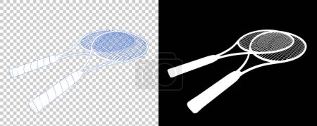 Téléchargez les photos : Illustration 3D de raquettes de tennis. équipement d'activité sportive - en image libre de droit