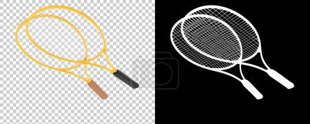 Téléchargez les photos : Raquettes de tennis. équipement d'activité sportive. Illustration 3d - en image libre de droit