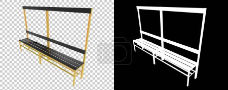 Téléchargez les photos : Illustration de rendu 3D. Banc de vestiaire. chaise de meubles - en image libre de droit