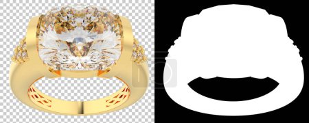Photo for Engagement diamond ring isolated on white background. 3d rendering - illustration - Royalty Free Image