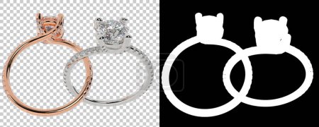 Photo for Gold rings isolated on white and black background. 3d rendering - illustration - Royalty Free Image