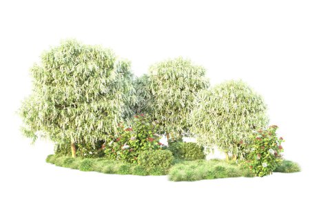 Photo for Green bushes isolated on background. 3d rendering - illustration - Royalty Free Image