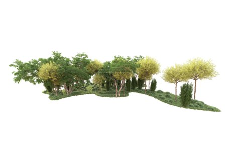 Photo for 3d rendered trees and garden decoration shrubs on a white background - Royalty Free Image