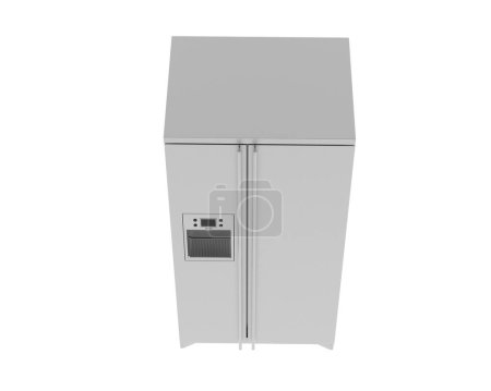 Téléchargez les photos : Réfrigérateur isolé sur fond blanc. rendu 3d - illustration - en image libre de droit