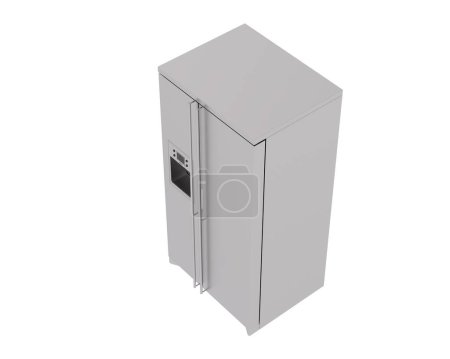 Téléchargez les photos : Réfrigérateur isolé sur fond blanc. rendu 3d - illustration - en image libre de droit