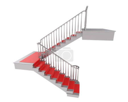 Téléchargez les photos : Escalier isolé sur fond. rendu 3d - illustration - en image libre de droit