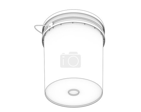 Photo for Bucket with lid isolated on white background. 3d rendering - illustration - Royalty Free Image