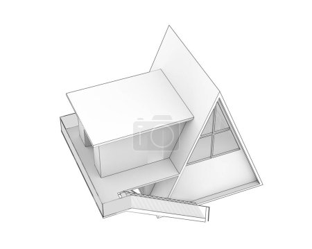 Photo for Modern building isolated on white background 3 d rendering - Royalty Free Image