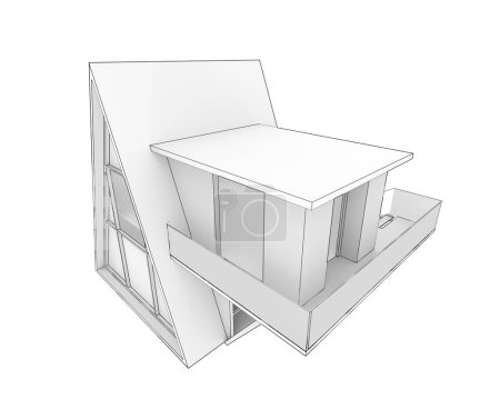 Photo for Modern building isolated on white background 3 d rendering - Royalty Free Image