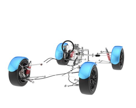 Téléchargez les photos : Kit de suspension de voiture isolé sur fond blanc. rendu 3d - illustration - en image libre de droit