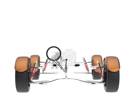Téléchargez les photos : Kit de suspension de voiture isolé sur fond blanc. rendu 3d - illustration - en image libre de droit