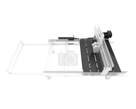 Téléchargez les photos : Machine CNC isolée sur fond blanc. rendu 3d - illustration - en image libre de droit