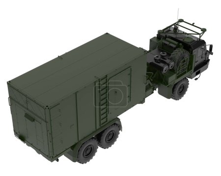 Photo for Command and control truck isolated on transparent background. 3d rendering - illustration - Royalty Free Image