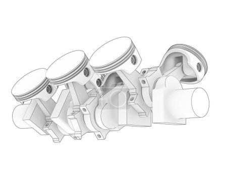 Photo for Engine crank shaft isolated on background. 3d rendering - illustration - Royalty Free Image