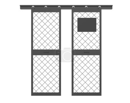 Téléchargez les photos : Portes de danger isolées sur fond blanc. rendu 3d - illustration - en image libre de droit