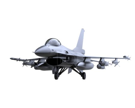 Foto de Avión de combate volador sobre fondo blanco - Imagen libre de derechos
