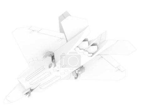Foto de F22 aislado sobre fondo blanco. representación 3d - ilustración - Imagen libre de derechos