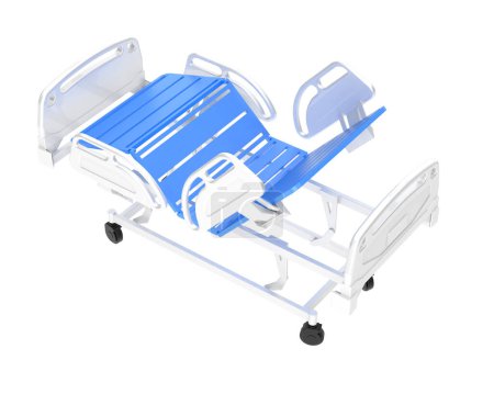 Photo for Hospital bed isolated on white background. 3d rendering - illustration - Royalty Free Image