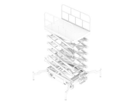 Photo for Scissor lift platform isolated on white background. 3d rendering - illustration - Royalty Free Image