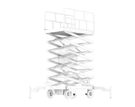 Foto de Plataforma elevadora de tijera aislada sobre fondo blanco. representación 3d - ilustración - Imagen libre de derechos