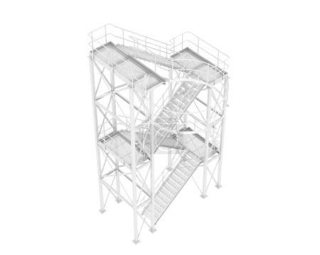 Foto de Escaleras de escape de incendios aisladas sobre fondo blanco. representación 3d - ilustración - Imagen libre de derechos