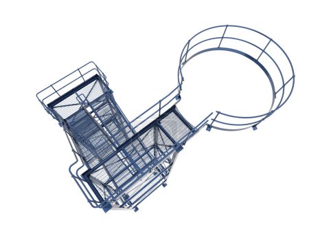 Téléchargez les photos : Escalier d'évacuation isolé sur fond blanc. rendu 3d - illustration - en image libre de droit
